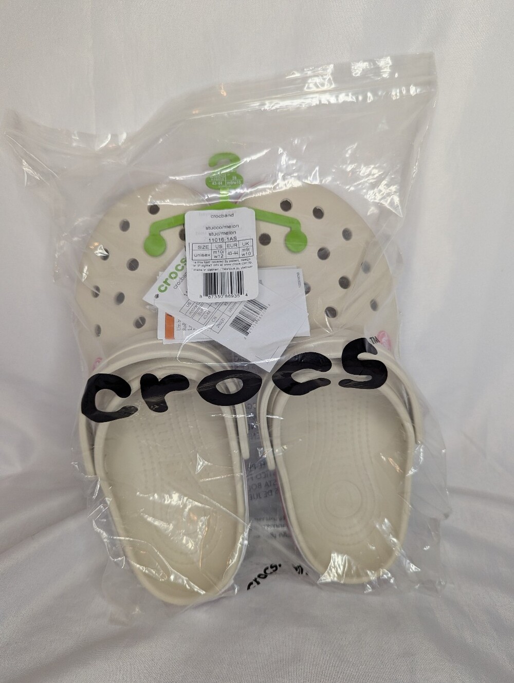 NWT Crocs Stucco / Melon Unisex Crocband Clog Sandals Size M10 / W12
